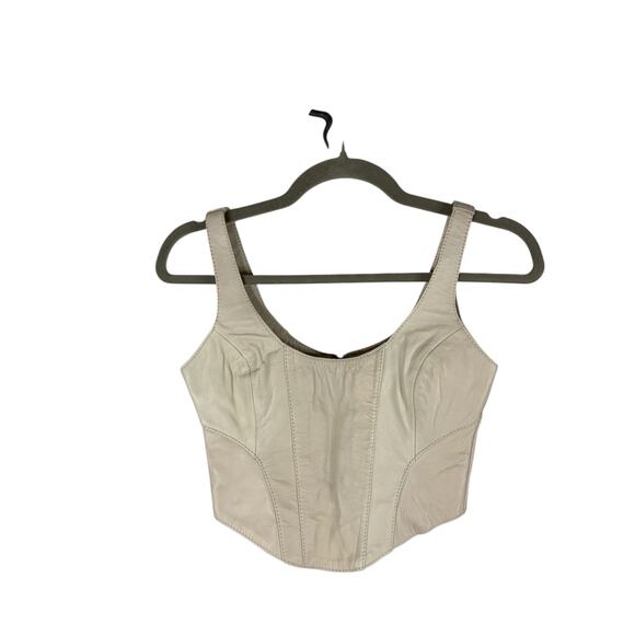 Understated Leather Mustang Bustier Top Western Cowboy Lamb Leather Cropped XS - Picture 3 of 9